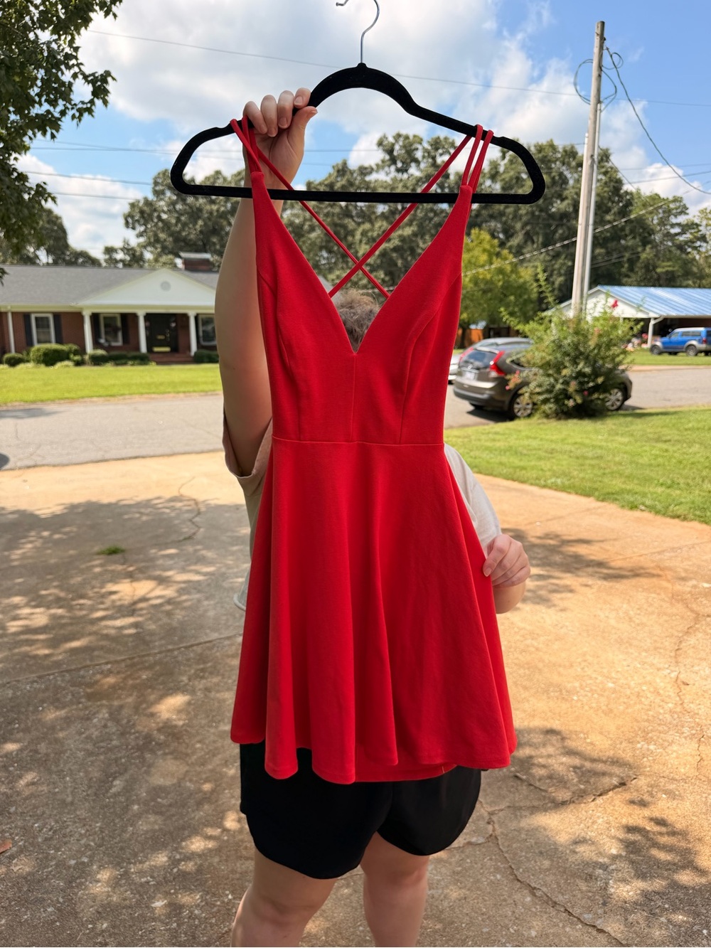 Lulus Red V-Neck Strappy Skater Dress - Women